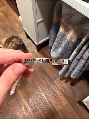 Lillian and Co Happily Ever After Silver Phrase Cuff Bracelet